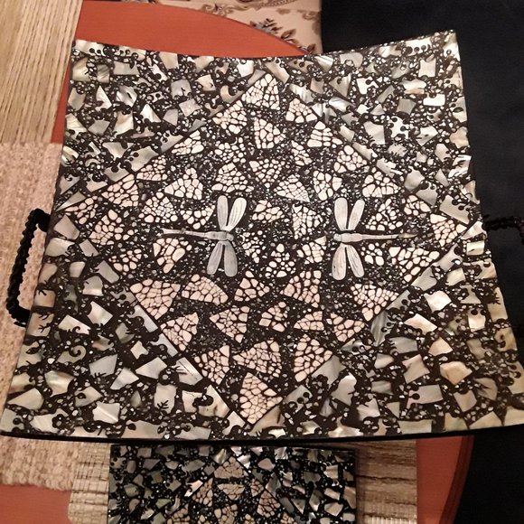 Balinese Mosaic Small Square Dragonfly Plates - Picture 3 of 6